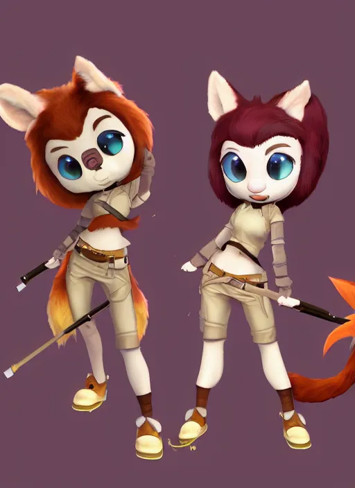 Image similar to female furry mini cute style, character adoptable, highly detailed, rendered, ray - tracing, cgi animated, 3 d demo reel avatar, style of maple story and zootopia, maple story gun girl, fox from league of legends chibi, soft shade, soft lighting