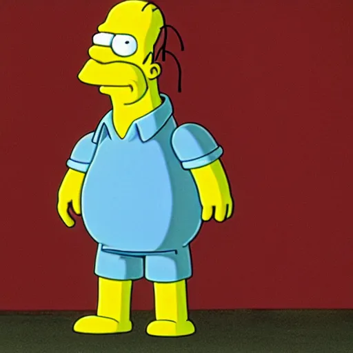 Image similar to homer simpson, as claymation, still from chicken run ( 2 0 0 0 )