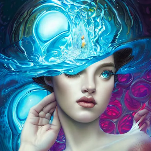 Image similar to a water elemental portrait, Pixar style by Tristan Eaton Stanley Artgerm and Tom Bagshaw