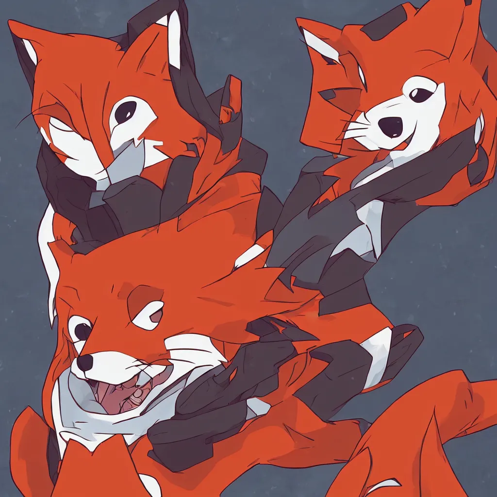 Prompt: a portrait of an anthropomorphic fox wearing a hoodie by studio trigger