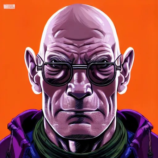 Prompt: portrait painting of a cyberpunk orc who looks like patrick stewart, shadowrun, sharp focus, award - winning, trending on artstation, masterpiece, highly detailed, intricate. art by josan gonzales and moebius and deathburger