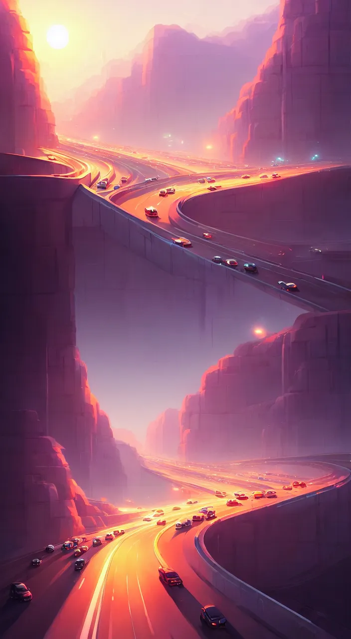 Image similar to mega-highway backed up by traffic at midnight, in marble incrusted of legends official fanart behance hd by Jesper Ejsing, by RHADS, Makoto Shinkai and Lois van baarle, ilya kuvshinov, rossdraws global illumination