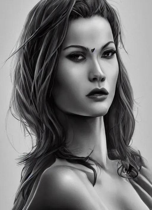 Image similar to up close portrait of a beautiful woman in black and white, art by diego fazio and diegoKoi and oscar Ukono, concept art, sharp focus, artgerm, 8k highly detailed