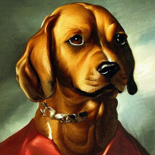 Image similar to an oil painting of dog general in the style of Rubens