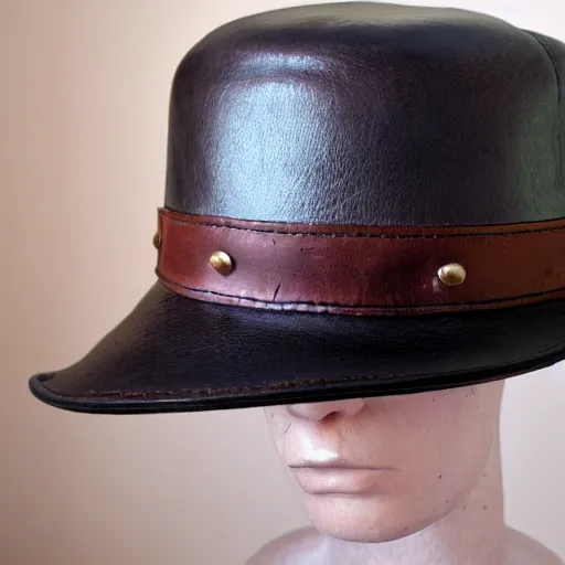 Image similar to leather patch hat, photo, realistic, light colors