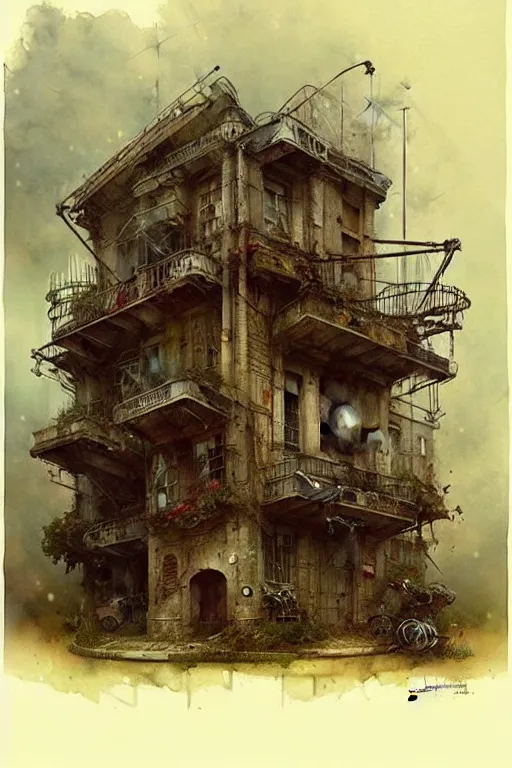 Image similar to (((((a multistory ramshackle dieselpunk house))))) by Jean-Baptiste Monge!!!!!!!!!!!!!!!!!!!!!!!!!!!