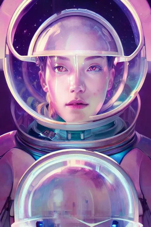 Prompt: portrait armored astronaut girl, sliver ice color reflected wardrobe, in spaceship interior, ssci-fi neon light and fantasy, intricate and very very beautiful and elegant, highly detailed, digital painting, artstation, concept art, smooth and sharp focus, illustration, art by tian zi and WLOP and alphonse mucha