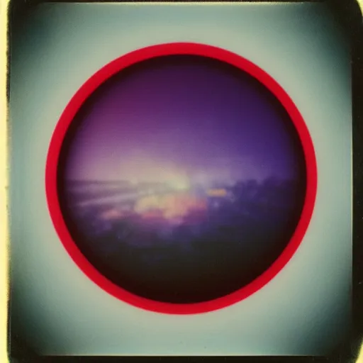 Prompt: polaroid of a beautiful circle in dream, collage, reflection, double exposure, gradient, chromatic aberration, fog, cinematographic