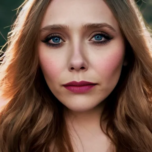 Prompt: A portrait of Elizabeth Olsen, starring in a Lana Del Rey music video, photorealistic imagery, high detail, cinematic, hq