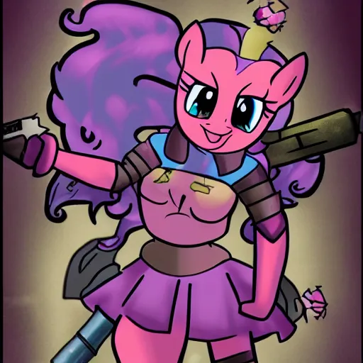 Image similar to Pinkie Pie as the Doomslayer