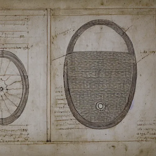 Image similar to leonardo da vinci sketches of a toilet seat. blueprint of a toilet seat. booknote.