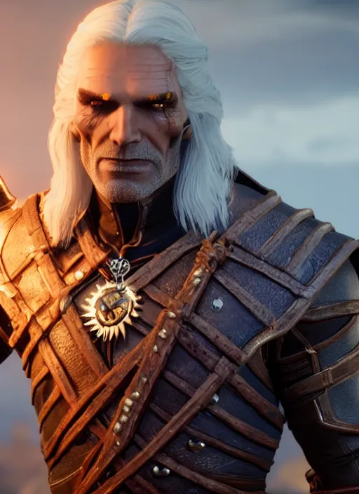 Image similar to movie still of skeletor as geralt in the witcher 3, gameplay, 8 k, hd