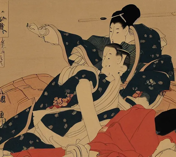 Image similar to the fall of reach, painting in the style of utamaro