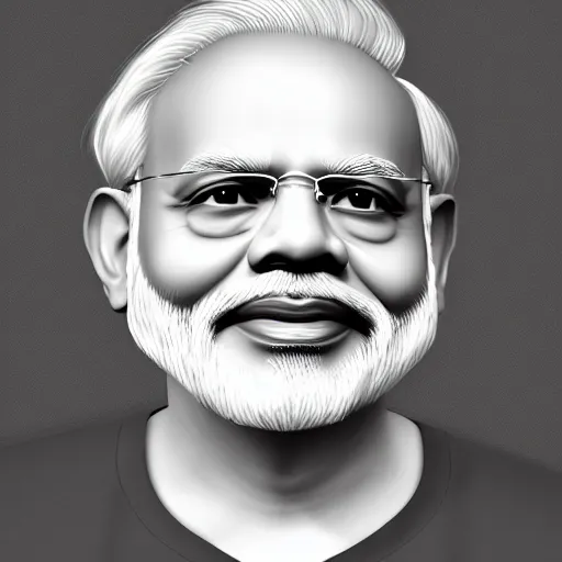 Image similar to portrait of Narendra modi, authoritarian, 3d shaded, dystopian