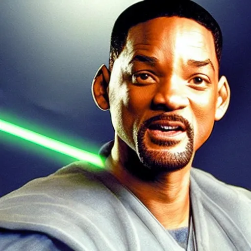 Prompt: will smith as a jedi