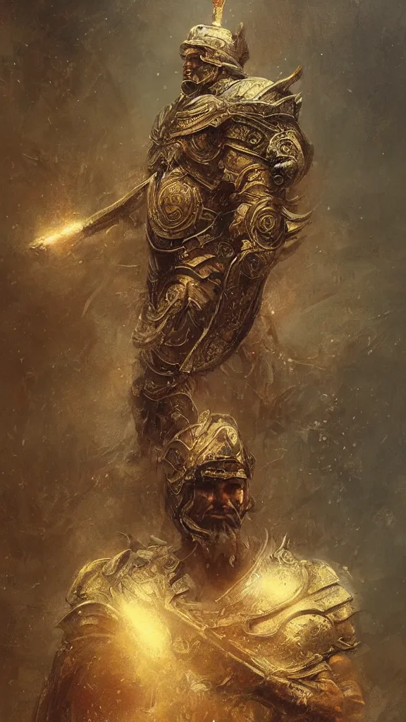 Image similar to zeus god, wearing thunder armor, greek ornamented armor, beksinski, ruan jia, weta workshop concept art