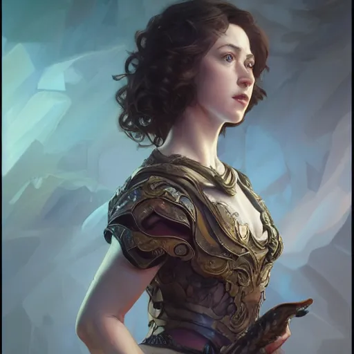 Image similar to ultra realistic illustration, kristen schaal from diablo, intricate, elegant, highly detailed, digital painting, artstation, concept art, smooth, sharp focus, illustration, art by artgerm and greg rutkowski and alphonse mucha