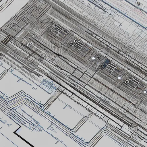 Prompt: highly detailed, datacenter construction electrical schematic, one line drawing, concept art, character art, studio lightning, bright colors, intricate, masterpiece, photorealistic, hyperrealistic, sharp focus, high contrast, artstation hq, deviantart trending, 4 k uhd, unreal engine 5