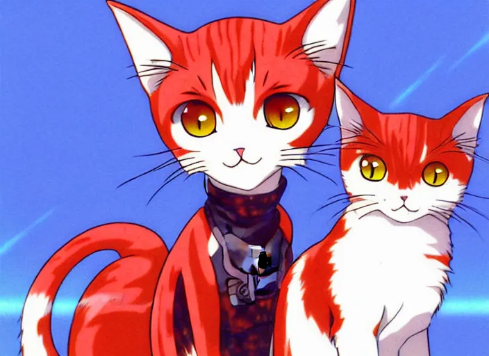 Image similar to anime visual of a cute cat, with red eyes!!!!, high quality detailed anime, cel shaded, digital art by last exile murata range blue submarine no 6, hd, ambient light