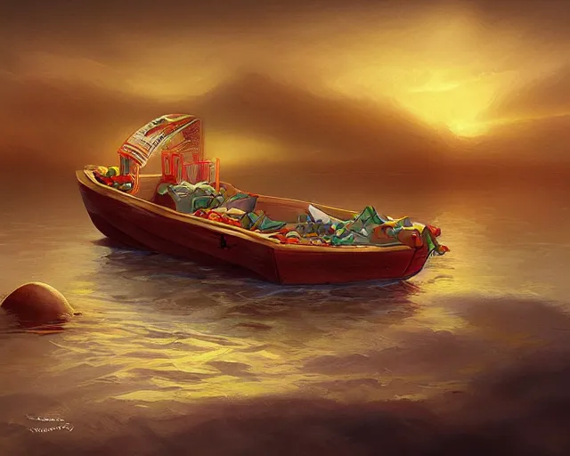 Prompt: lays potato chip boat, artstation