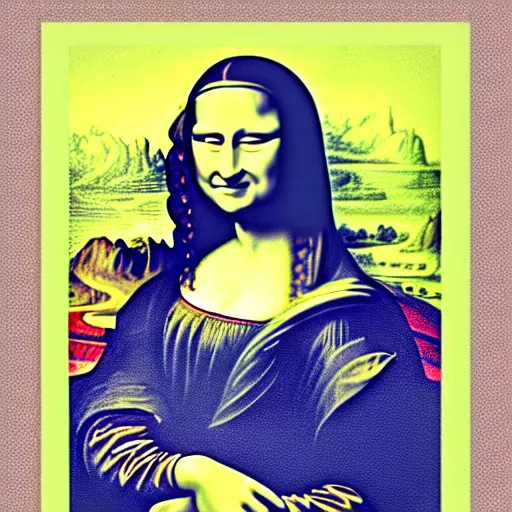 Image similar to mona lisa. crayon.