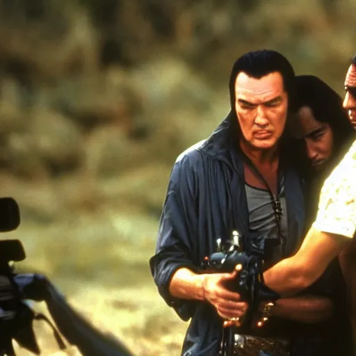 Image similar to scene of a movie with steven seagal