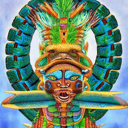 Prompt: realistic depiction of the mayan god quetzalcoatl, hd,