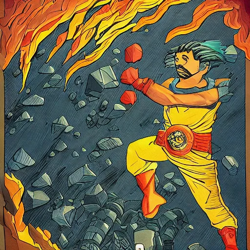 Prompt: chito vera fighting an asteroid renaissance style