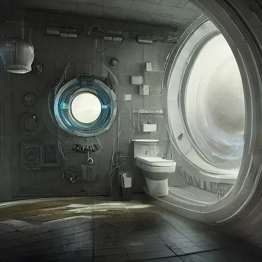 Image similar to hyperrealistic mixed media high resolution painting of a futuristic time traveling toilet, stunning 3d render inspired art by István Sándorfi and Greg Rutkowski and Unreal Engine, perfect symmetry, dim volumetric lighting, 8k octane beautifully detailed render, post-processing, extremely hyper-detailed, intricate, epic composition, highly detailed attributes, highly detailed atmosphere, cinematic lighting, masterpiece, trending on artstation, very very detailed, masterpiece, stunning, flawless structure, lifelike texture, perfection,