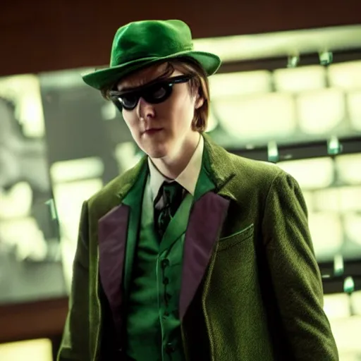 Image similar to film still of Paul Dano as Riddler in a new Batman movie