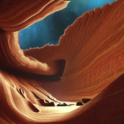 Prompt: a massive diffusing tectonic cellular organic biological crystallographic bridging megastructural lattice architecture in a wide canyon landscape, by glenn small, by albert bierstadt, photorealistic, zaha hadid, volumetric lighting, detailed, extremely intricate, raytrace, octane, mirror, vray, cgscociety,