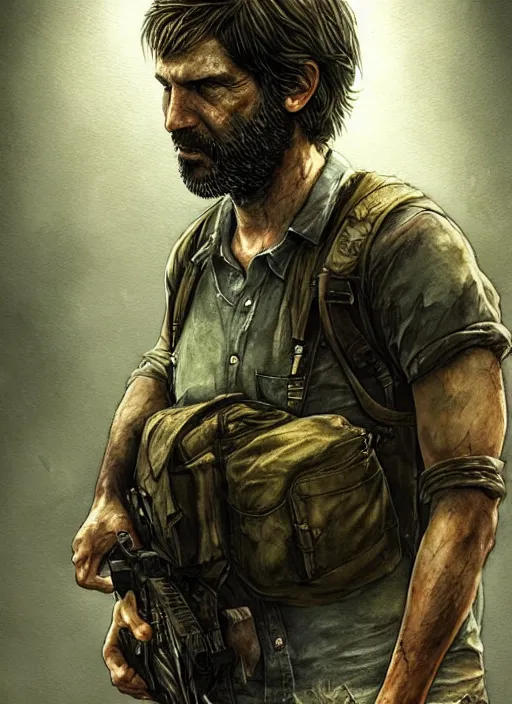 Image similar to portrait, Gabriel Boric in the Last of Us universe, watercolor, dramatic lighting, cinematic, establishing shot, extremely high detail, foto realistic, cinematic lighting, pen and ink, intricate line drawings, by Yoshitaka Amano, Ruan Jia, Kentaro Miura, Artgerm, post processed, concept art, artstation, matte painting, style by eddie mendoza, raphael lacoste, alex ross