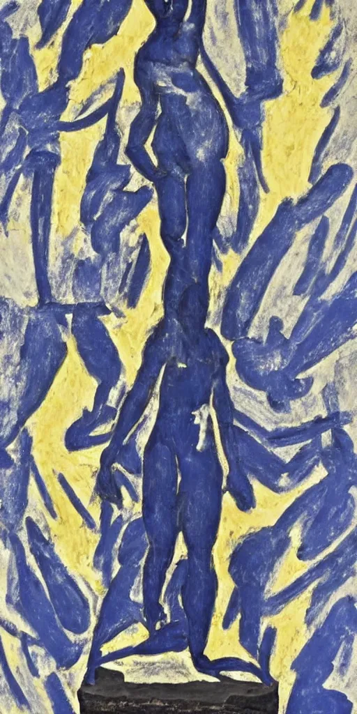 Image similar to a lightning bolt marble statue painted by matisse, highly detailed, cinematic