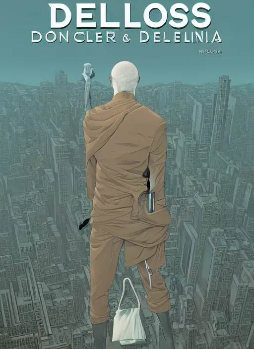 Image similar to poster artwork by Michael Whelan and Tomer Hanuka, of Delos Incorporated, clean