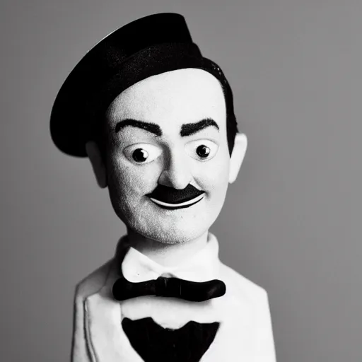 Prompt: black and white mugshot of a male doll, bill murray, he is wearing a top hat, wearing bandit mask, bow tie bandit