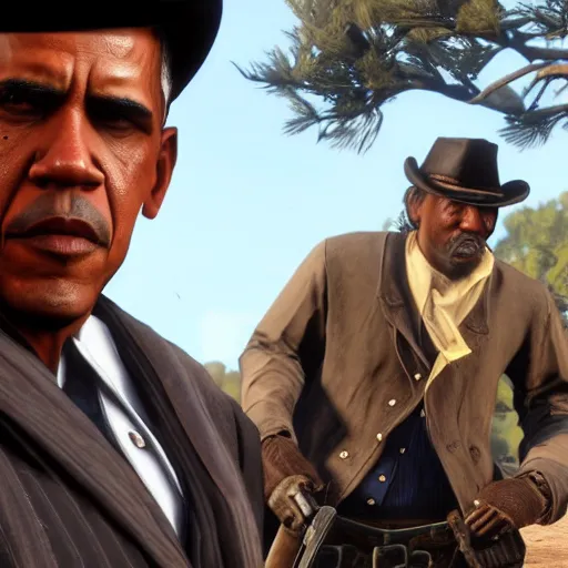 Prompt: Obama in Red dead redemption 2