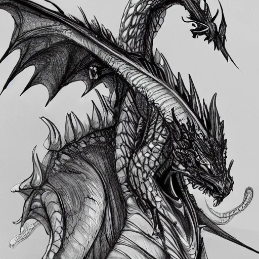 Image similar to a majestic dragon, hd, 4k, trending on artstation, award winning, 8k, 4k, 4k, 4k, very very very detailed, high quality sketch, black background