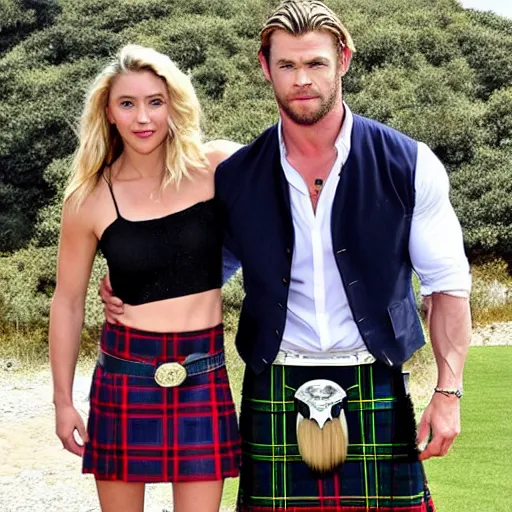 Image similar to photo of chris hemsworth wearing a kilt