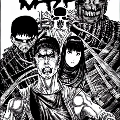 Image similar to mad max manga by junji ito