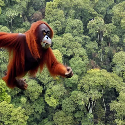 Prompt: an orangutan piloting the stealth bomber