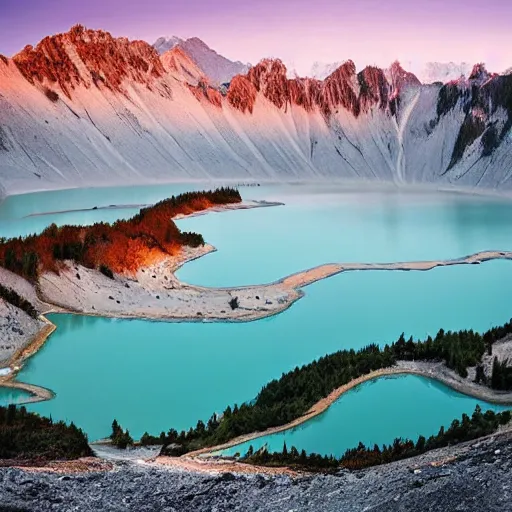 Prompt: an exploding lake in the alps, national geographic, photography