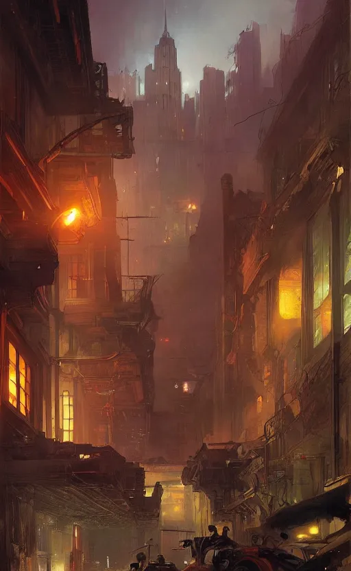 Prompt: detroit ghetto by raphael lacoste and adrian smith and delphin enjolras and daniel f. gerhartz
