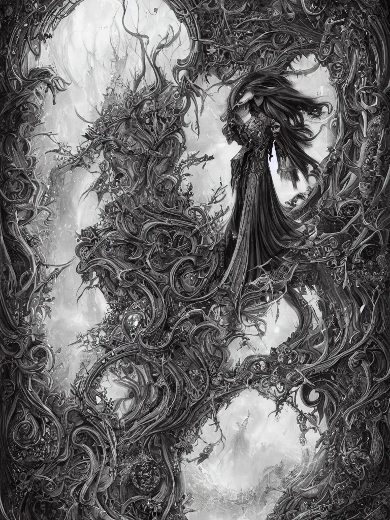 Image similar to an intricate and detailed illustration of the grim reaper, guarding the gate to the underworld, by anna dittmann, trending on art station, intricate detail, highly detailed, atmospheric, hades