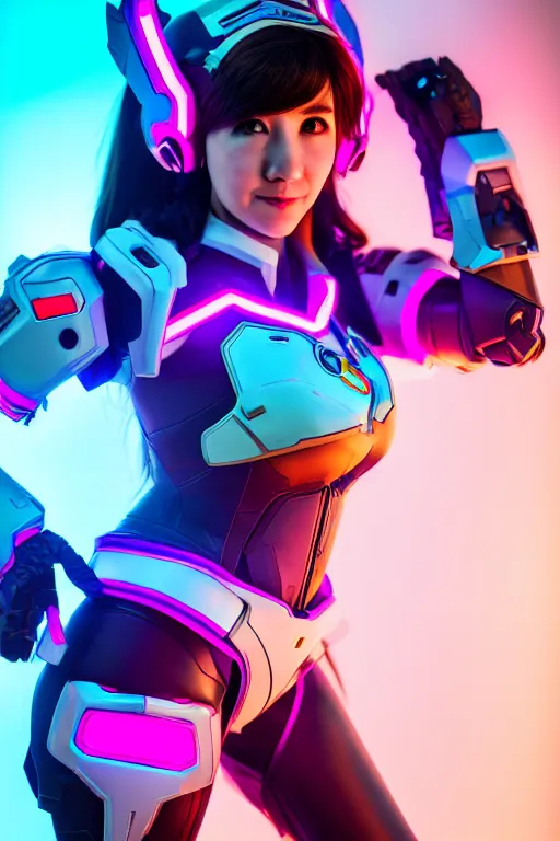 Prompt: d. va from overwatch as a real person, studio lighting, high detail, dramatic lighting, 4 k, 8 k, hdr
