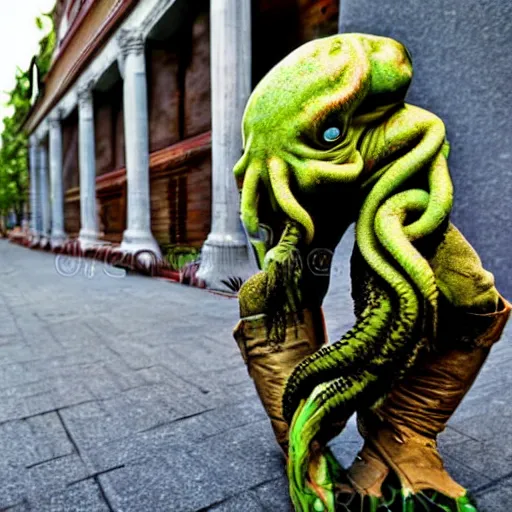 Prompt: cthulhu wearing jorts, high-quality stock photo