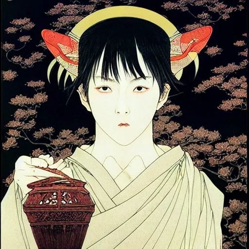 Prompt: prompt : portrait of magical muse soft light painted by takato yamamoto, inspired by ninja anime, smooth face feature, intricate oil painting, high detail, sharp high detail, manga and anime