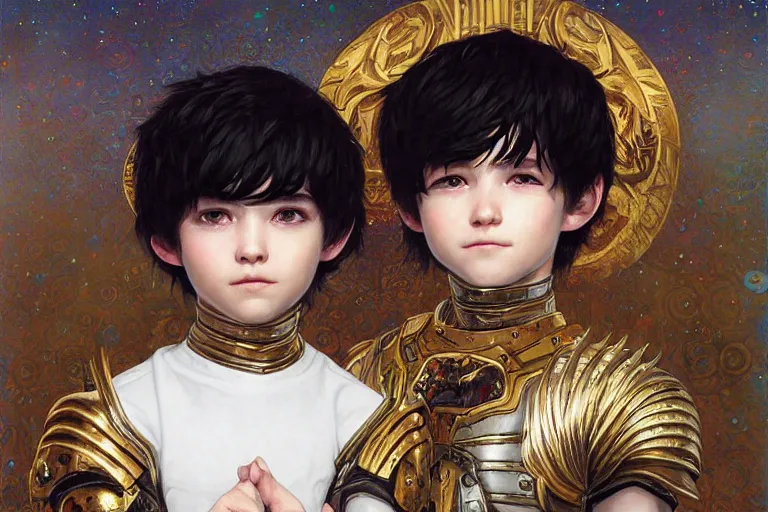 Image similar to portrait of cute young maiden boy with short white hairs in warhammer armor, art by ( ( ( kuvshinov ilya ) ) ) and wayne barlowe and gustav klimt and artgerm and wlop