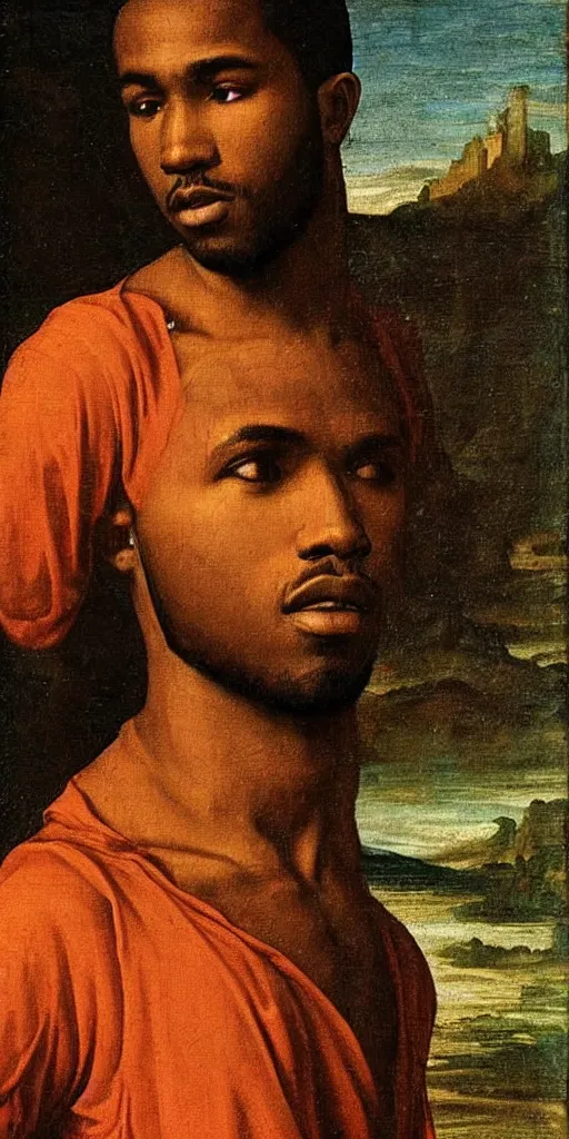 Image similar to renaissance era painting of frank ocean