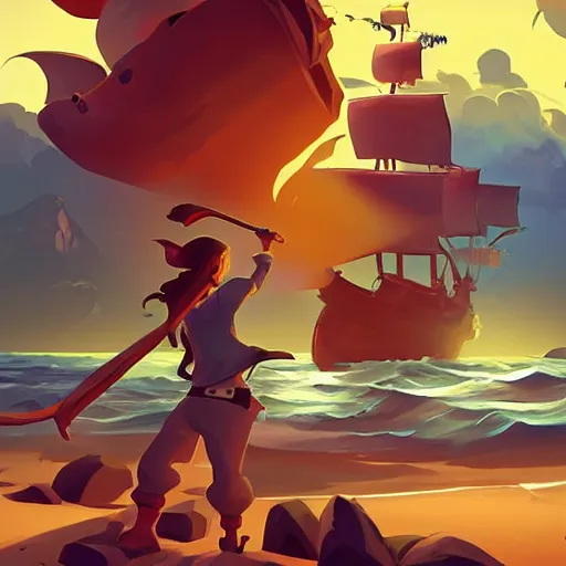 Image similar to painting treasure on sea of thieves game smooth median photoshop filter cutout vector, behance hd by jesper ejsing, by rhads, makoto shinkai and lois van baarle, ilya kuvshinov, rossdraws global illumination