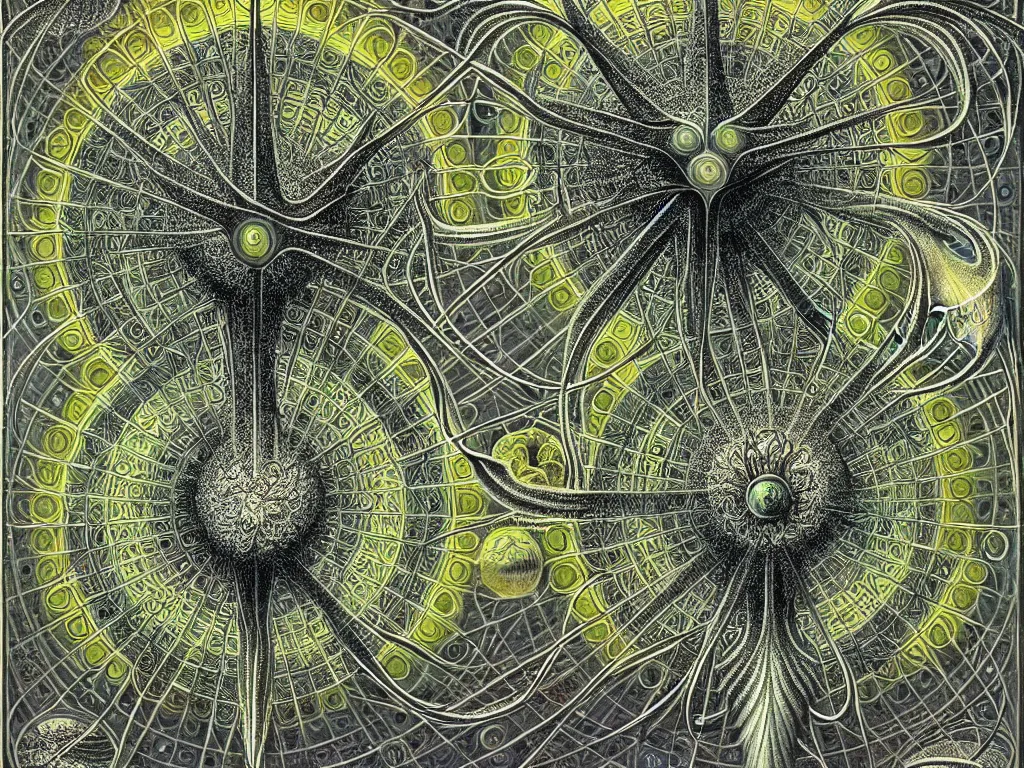 Prompt: neo surrealism, metatron, art by ernst haeckel and daniel martin diaz